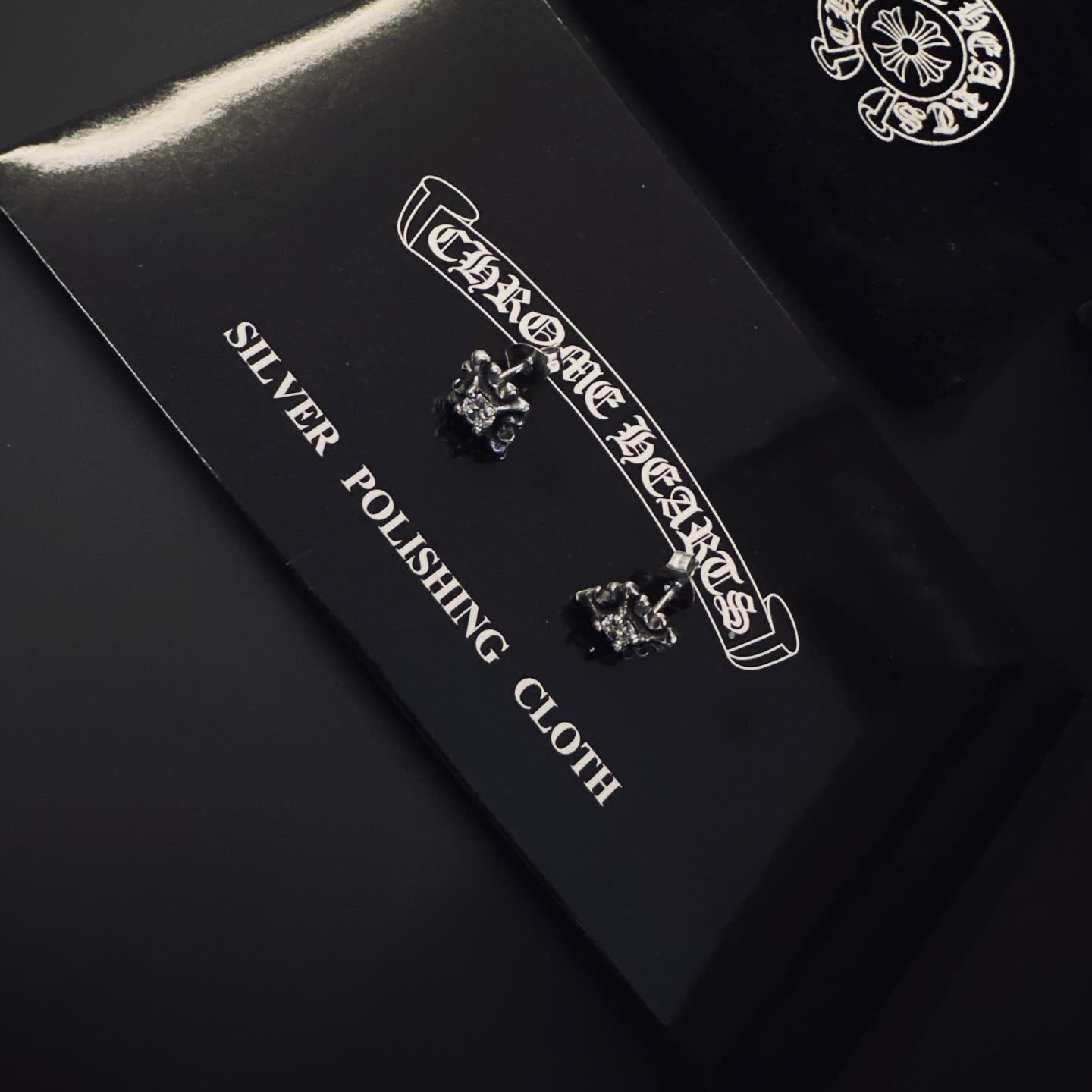 Chrome Hearts Silver Crown Stud Earrings